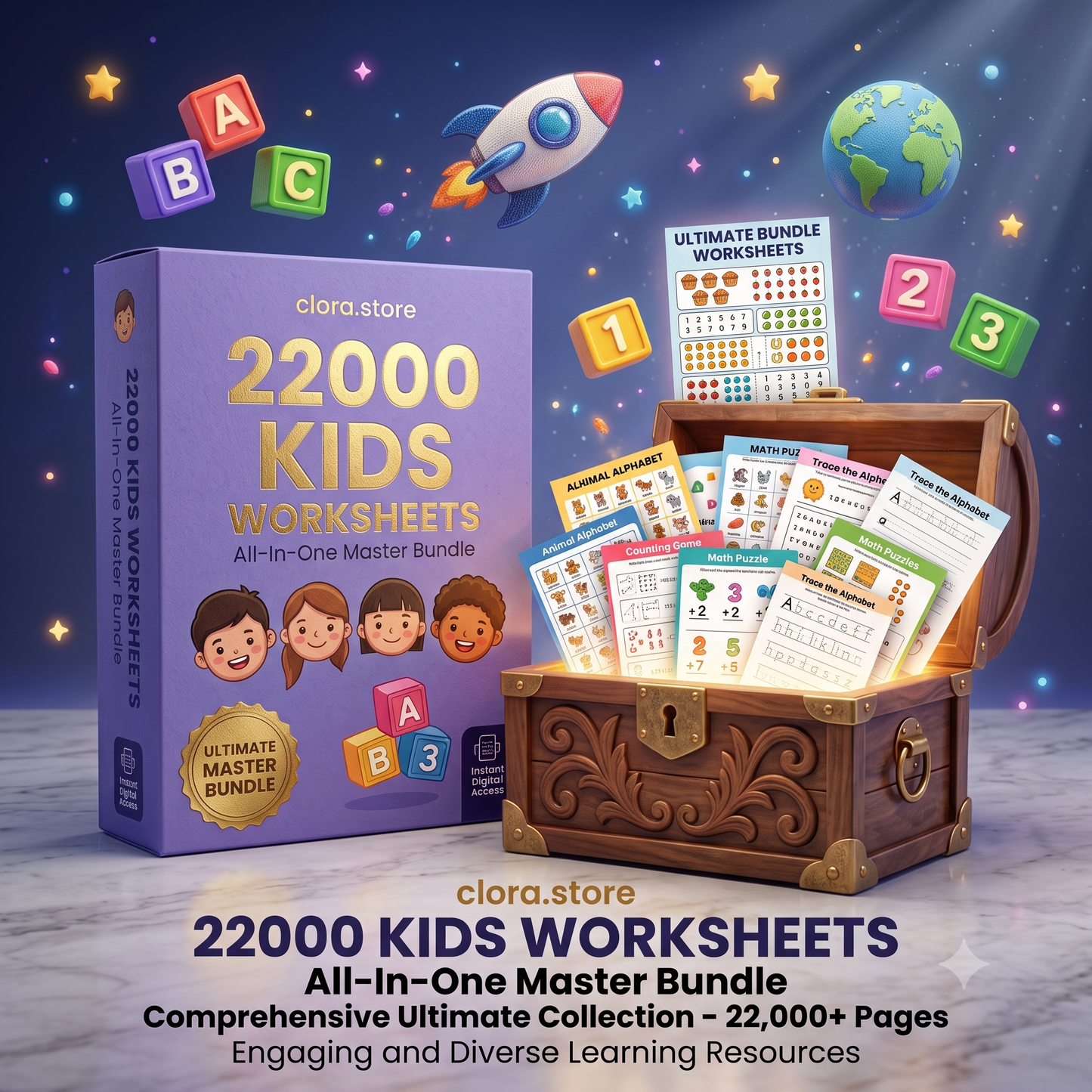 22,000+ Kids Worksheets All-In-One Master Bundle